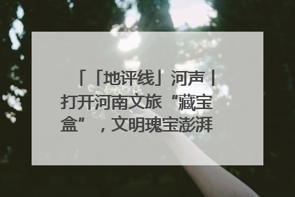 「地评线」河声丨打开河南文旅“藏宝盒”，文明瑰宝澎湃发展“豫动能”