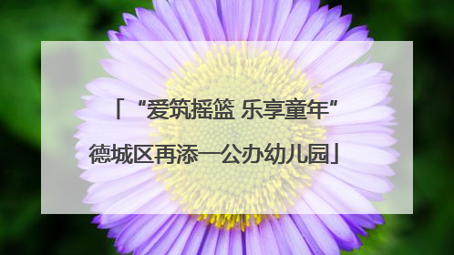 “爱筑摇篮 乐享童年”德城区再添一公办幼儿园