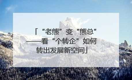 “老熊”变“熊总”——看“个转企”如何转出发展新空间