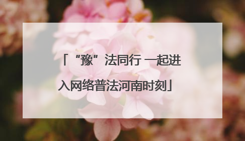 “豫”法同行 一起进入网络普法河南时刻