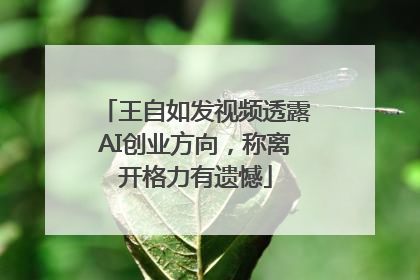 王自如发视频透露AI创业方向，称离开格力有遗憾