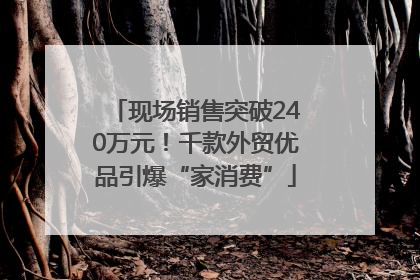 现场销售突破240万元！千款外贸优品引爆“家消费”