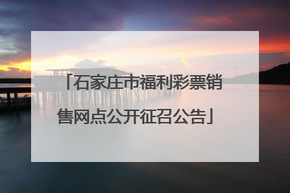 石家庄市福利彩票销售网点公开征召公告