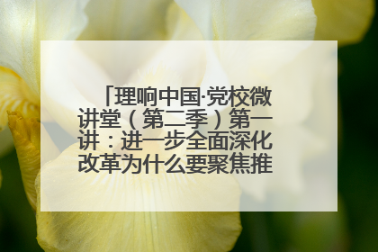 理响中国·党校微讲堂（第二季）第一讲：进一步全面深化改革为什么要聚焦推进中国式现代化