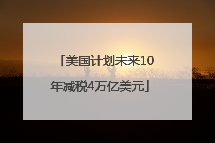 美国计划未来10年减税4万亿美元