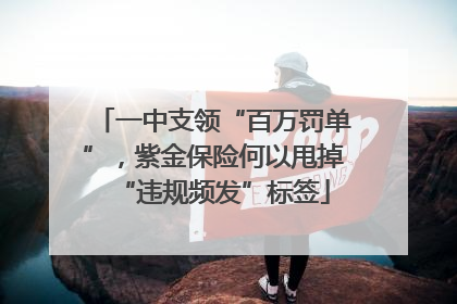 一中支领“百万罚单”，紫金保险何以甩掉“违规频发”标签