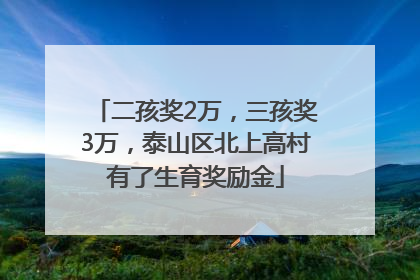二孩奖2万，三孩奖3万，泰山区北上高村有了生育奖励金