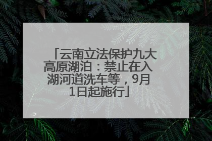 云南立法保护九大高原湖泊：禁止在入湖河道洗车等，9月1日起施行