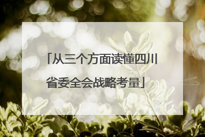从三个方面读懂四川省委全会战略考量