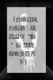 台前县凤台街道：战高温守“粮”辰 禁烧保收多管齐下