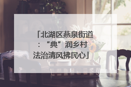 北湖区燕泉街道：“典”润乡村 法治清风拂民心