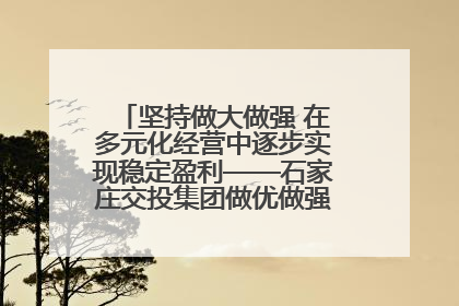 坚持做大做强 在多元化经营中逐步实现稳定盈利——石家庄交投集团做优做强典型报道之三
