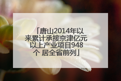 唐山2014年以来累计承接京津亿元以上产业项目948个 居全省前列