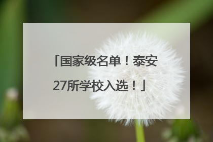 国家级名单！泰安27所学校入选！