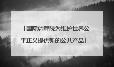 国际调解院为维护世界公平正义提供新的公共产品