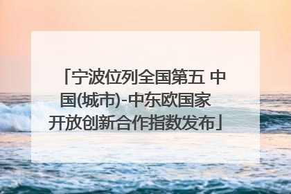 宁波位列全国第五 中国(城市)-中东欧国家开放创新合作指数发布