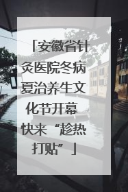 安徽省针灸医院冬病夏治养生文化节开幕 快来“趁热打贴”
