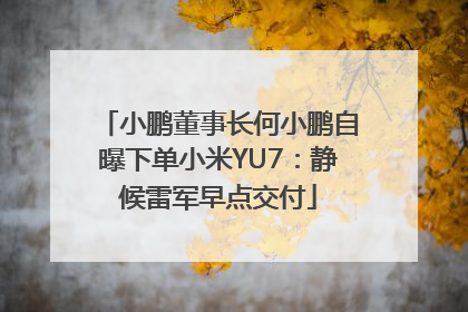 小鹏董事长何小鹏自曝下单小米YU7：静候雷军早点交付