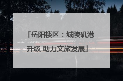 岳阳楼区：城陵矶港升级 助力文旅发展