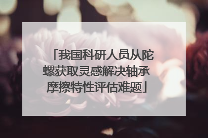我国科研人员从陀螺获取灵感解决轴承摩擦特性评估难题