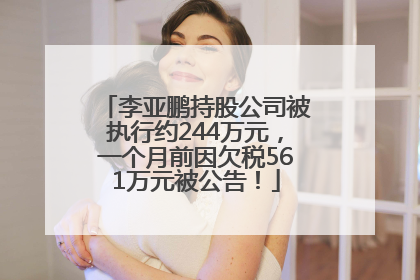 李亚鹏持股公司被执行约244万元，一个月前因欠税561万元被公告！