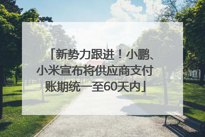 新势力跟进！小鹏、小米宣布将供应商支付账期统一至60天内
