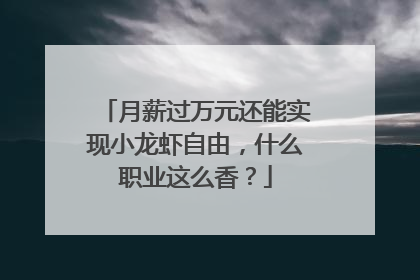 月薪过万元还能实现小龙虾自由，什么职业这么香？