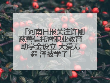 河南日报关注许刚慈善信托暨职业教育助学金设立 大爱无疆 泽被学子