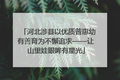 河北涉县以优质普惠幼有善育为不懈追求——让山里娃眼眸有星光