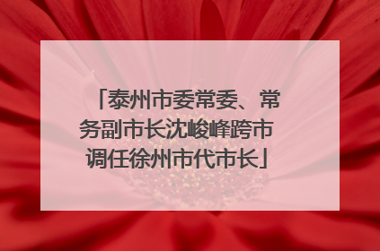 泰州市委常委、常务副市长沈峻峰跨市调任徐州市代市长