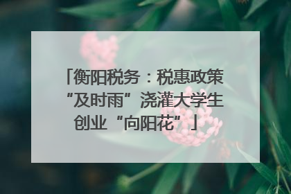 衡阳税务：税惠政策“及时雨”浇灌大学生创业“向阳花”