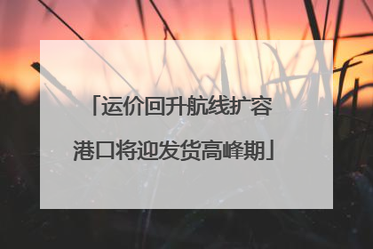 运价回升航线扩容 港口将迎发货高峰期