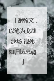 谢翰文：以笔为戈战沙场 视死如归铸忠魂