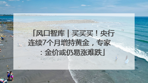 风口智库｜买买买！央行连续7个月增持黄金，专家：金价或仍易涨难跌