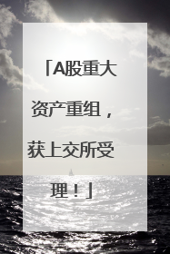 A股重大资产重组，获上交所受理！